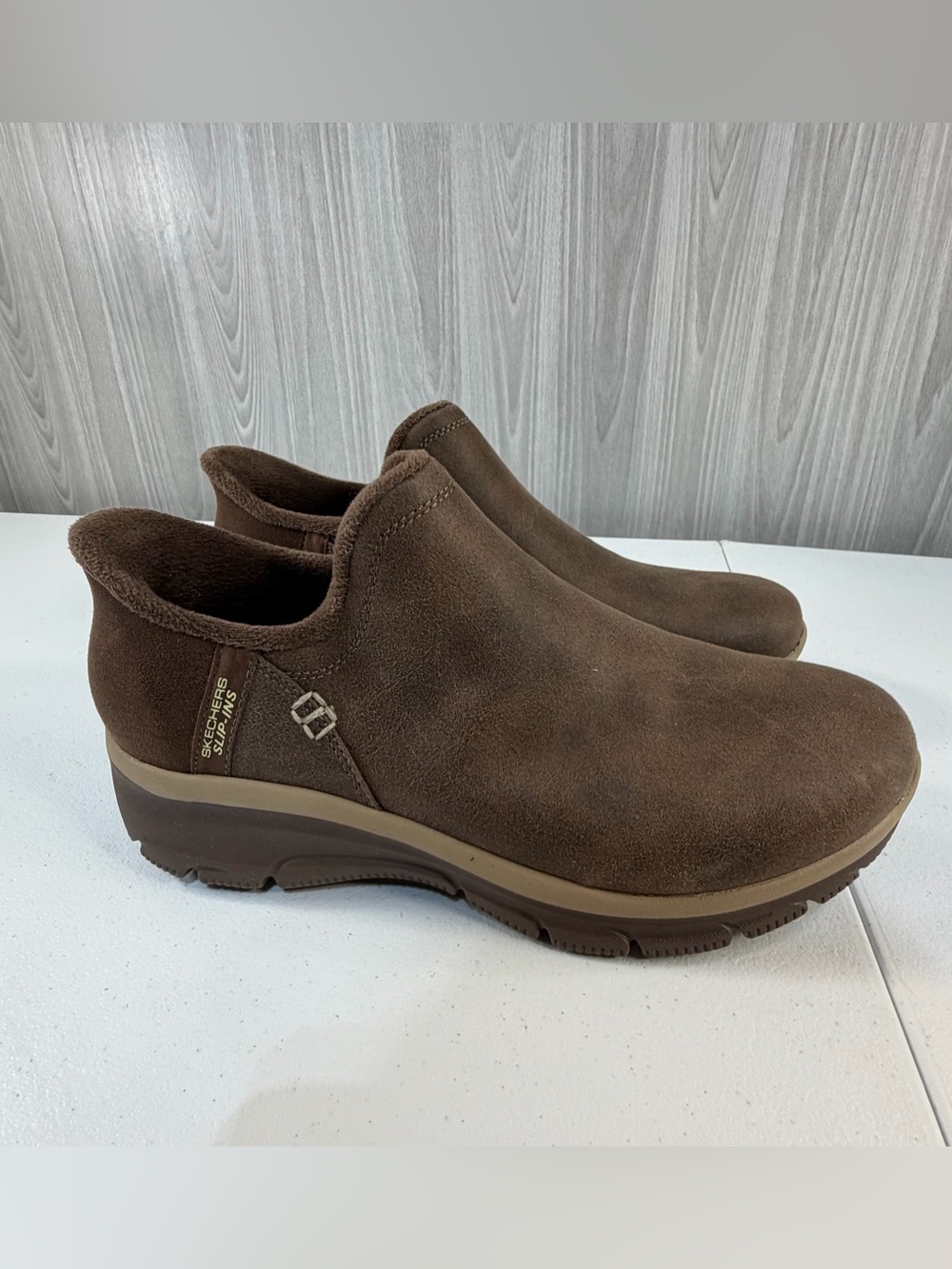 Skechers Brown Slip-On Suede Comfort Shoes for Women